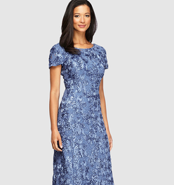 Petite Evelyn Rosette Lace Long Gown