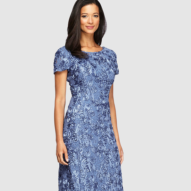 Petite Evelyn Rosette Lace Long Gown-gallery-43122510397696