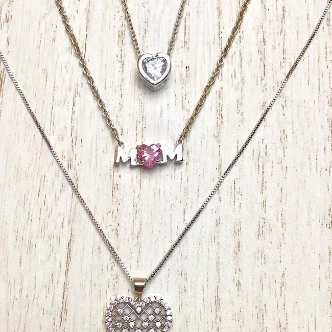 Mom Necklace with Pink Cubic Zirconia-gallery-30351713009722