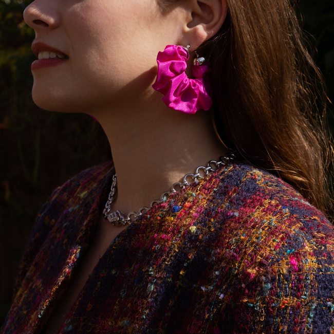 Scrunchie Earrings in Magenta-gallery-42058391945454