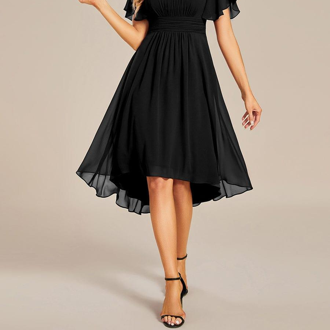 ever EDEN|Flowy Chiffon Round Neckline A-Line Knee Length Bridesmaid Dress-gallery-33223947878474