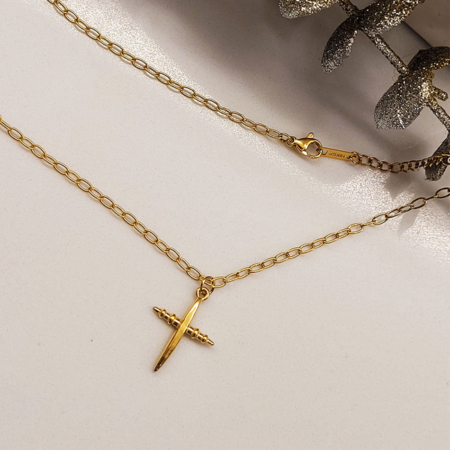 Cherished Cross Gold Necklace-gallery-42474108682490