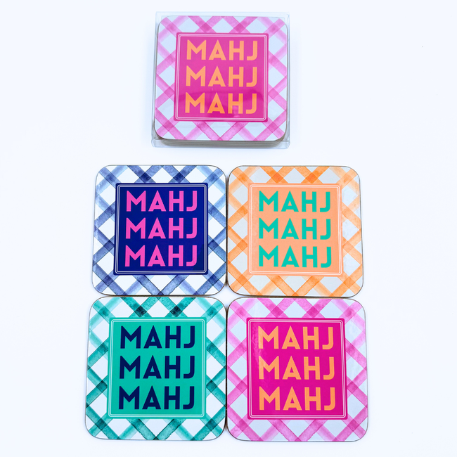 Mahjong Coasters, 4 Set | Gift or Prize | Green, Pink, Blue, Orange-gallery-46119132037431