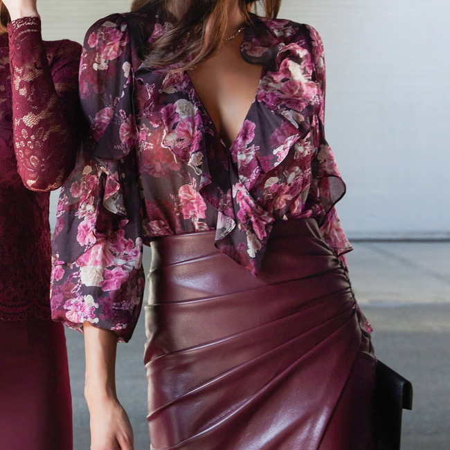 Nikali Floral Wrap Bodysuit-gallery-44640356958458