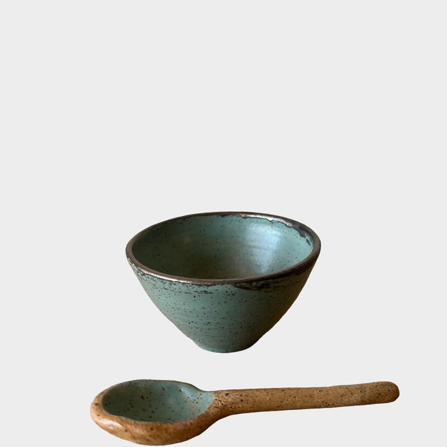 Mini Dip Bowl with Spoon in Echeveria Teal-gallery-39774059593917