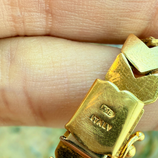 Vintage yellow 18K chevron link chain, 16.5 inch-gallery-57436766503227