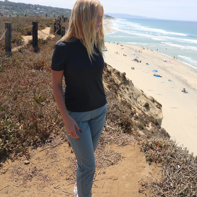 Women's Crewneck Butter T - Black Heather-gallery-47296444563681