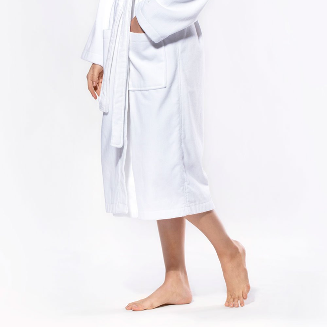 100% Turkish Cotton White Terry / Velour Kimono Bathrobe-gallery-46194307858691