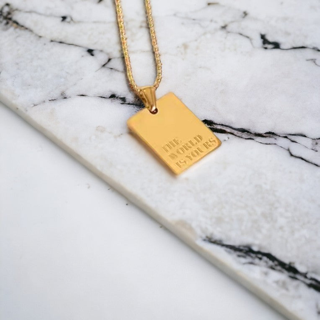 THE WORLD IS YOURS Gold Necklace-gallery-42503775224058