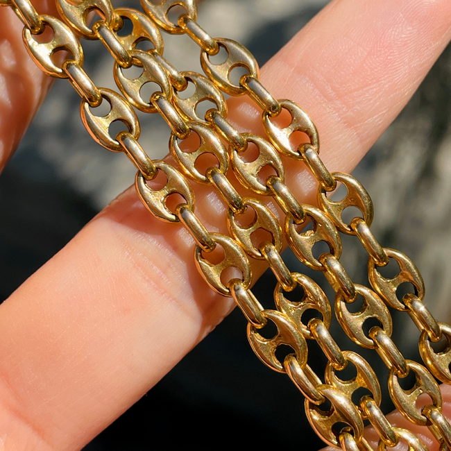 Vintage yellow 14K solid mariner chain, 35.25 inch-gallery-52832205013307