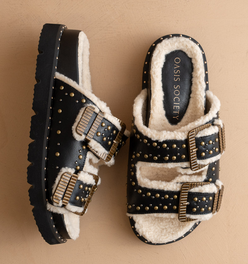 The Gaylen | Black Fleece Lined Slipper Slide