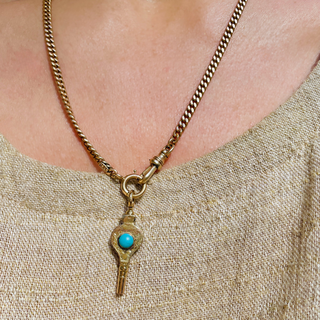 Antique yellow 14K all original flat curb watch chain, 19.5 inch-gallery-49155871047995