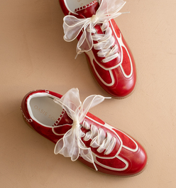 The Dalia | Cherry Red Lace Up Sneaker