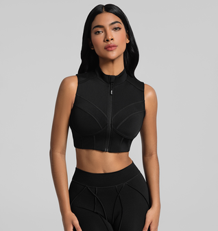 High-Neck Zip-Up Top