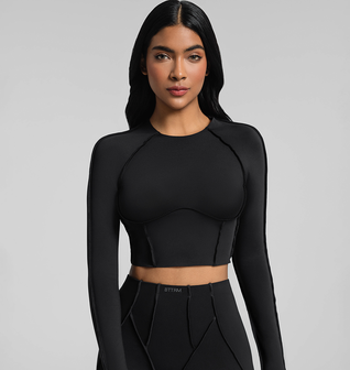 Contour Stitch Long Sleeve Crop