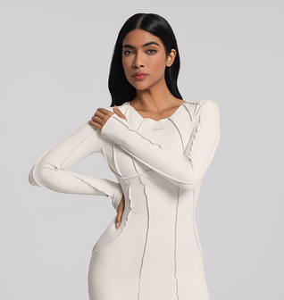 Curved Stitching Mini Dress