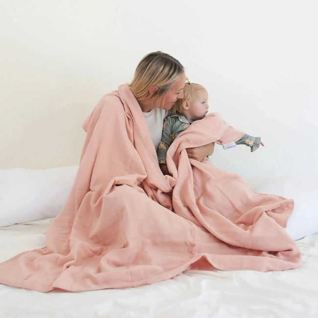 100% Muslin Cotton Blanket – Coral Pink Solid (Available in Two Sizes)-gallery-47016741142761