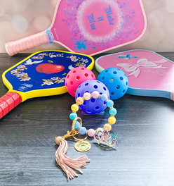 Pickleball Princess Beaded Keychain Bracelet