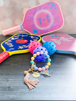 Pickleball Princess Beaded Keychain Bracelet