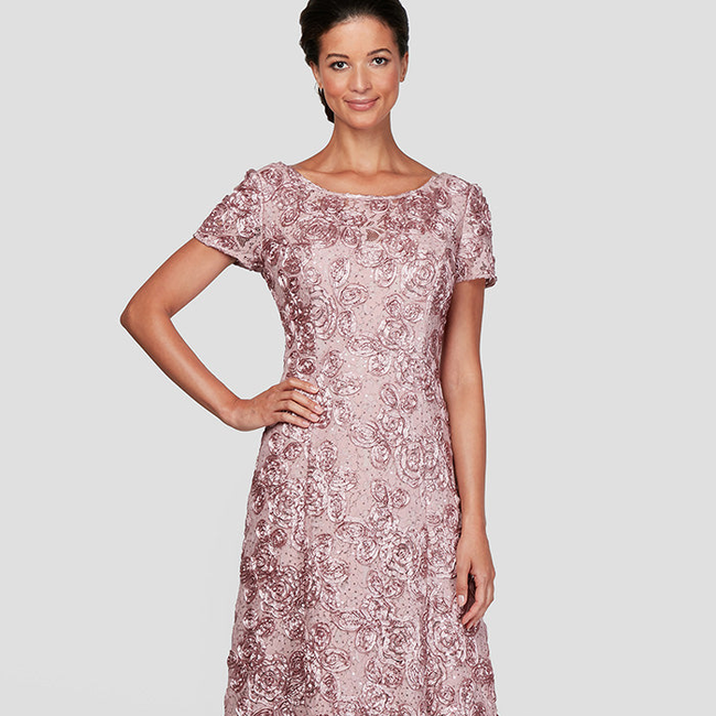 Petite Evelyn Rosette Lace Long Gown-gallery-43122510659840