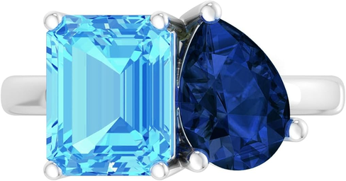 Martha Stewart 4 3/4 Carat Two Stone Gemstone Ring For Women in Sterling Silver