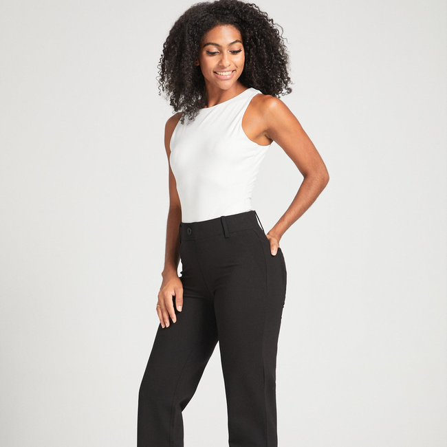 Two-Pocket Dress Pant Yoga Pant | Straight (Black)-gallery-41954328740092