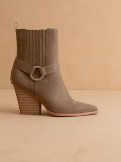 The Carson | Dark Taupe Distressed Leather Moto Bootie