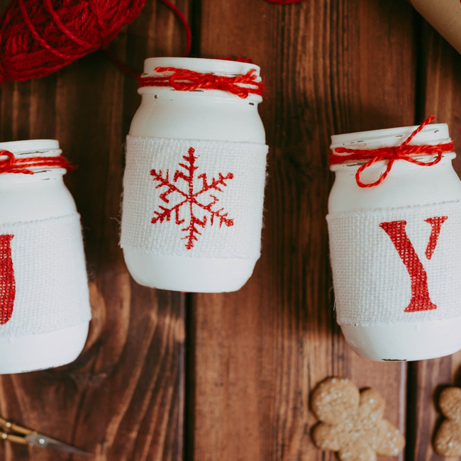 Rustic Christmas Table Decor JOY | Christmas White & Red Holiday Home Decor-gallery-4327993278499