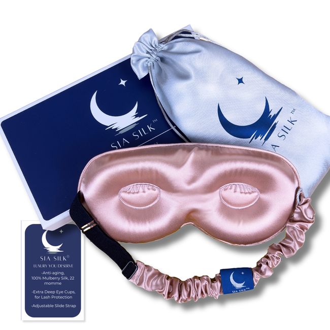 Sia Silk® Sleep Mask with extra deep eye cups for long lashes - Dusty Rose-gallery-42002746310913