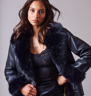 Walt Faux Fur Shearling Moto Jacket