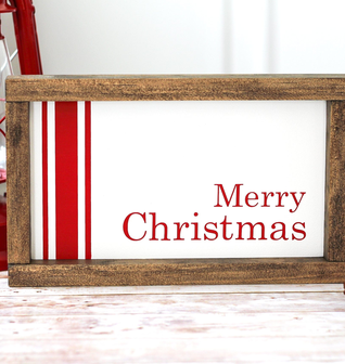Farmhouse Red Merry Christmas Wall Sign | Rustic Holiday Home Decor