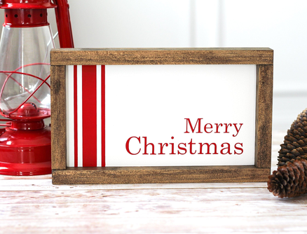 Farmhouse Red Merry Christmas Wall Sign | Rustic Holiday Home Decor