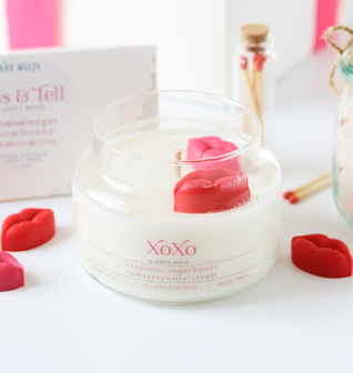 XOXO Candle - Hand-Poured 10 oz Soy Candle with Lips Embellishments