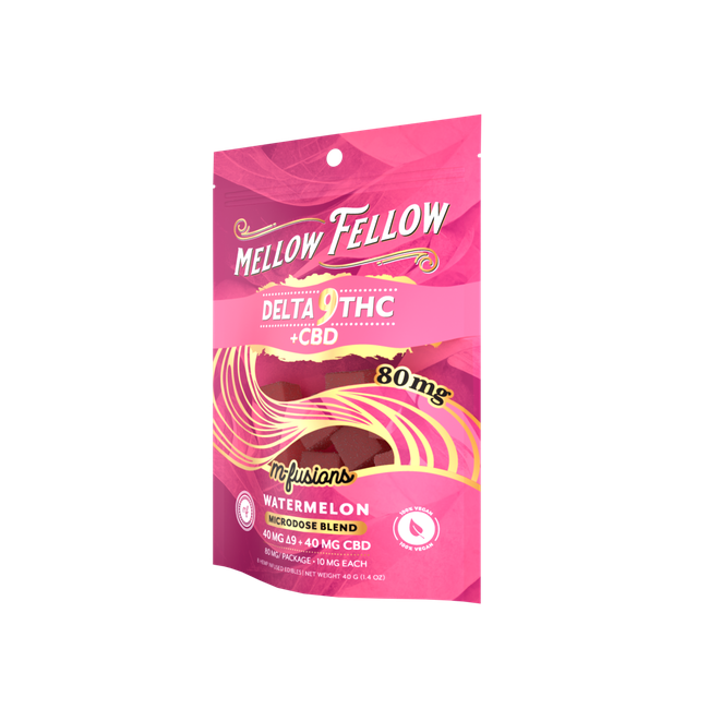 Microdose M-Fusions Gummies - Delta 9 THC + CBD 8ct 80mg - Watermelon-gallery-38252984139982