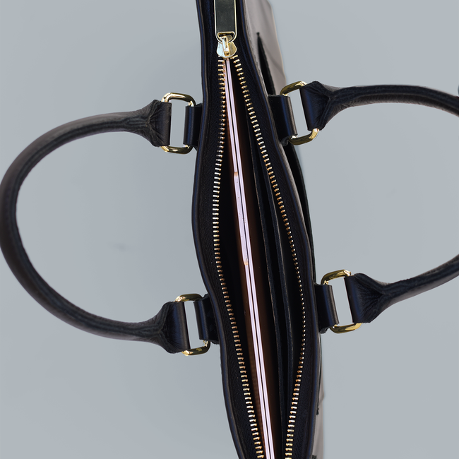 Leather Laptop Portfolio | Black Leather | Removable Strap-gallery-33207323852866