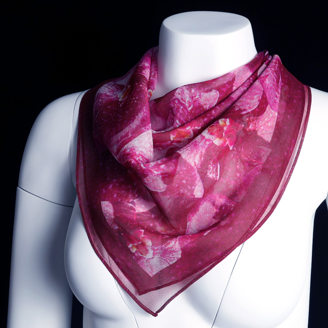 Silk 26 Inch Square Scarf - Orchids - Pink to Deep Magenta-gallery-53111189635368