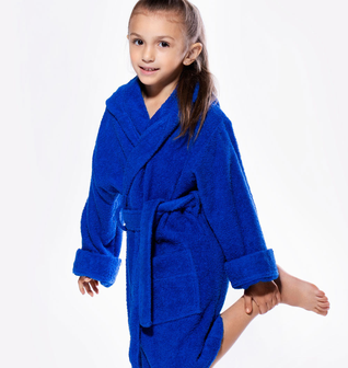 100% Turkish Cotton Royal Blue Hooded Terry Kid's Bathrobe