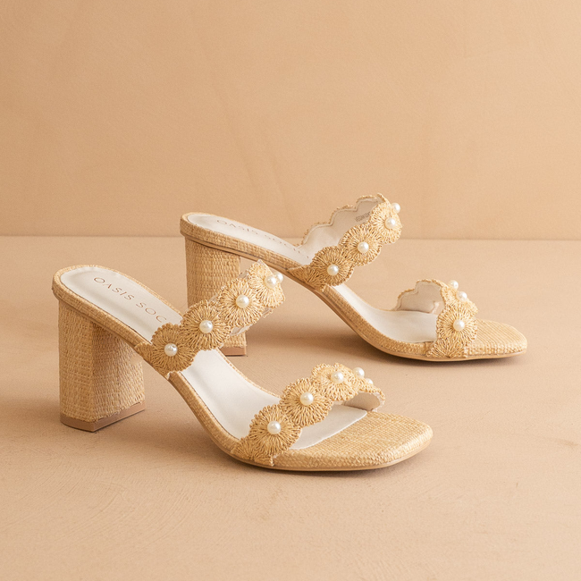 The Helena | Natural Raffia Resort Block Heel Sandal with Pearl Details-gallery-42229787295921