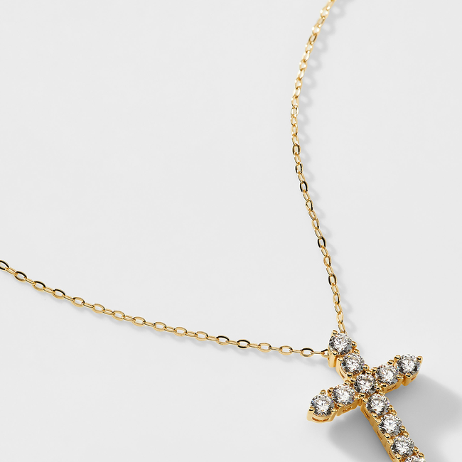 CZ CROSS PENDANT NECKLACE-gallery-41021400350979