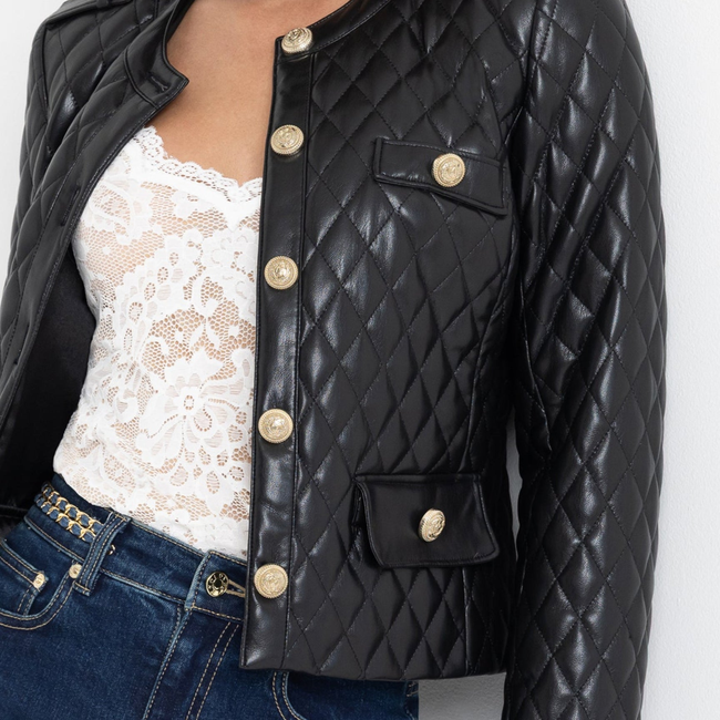 Brevel Quilted Vegan Leather Jacket-gallery-44646769361146