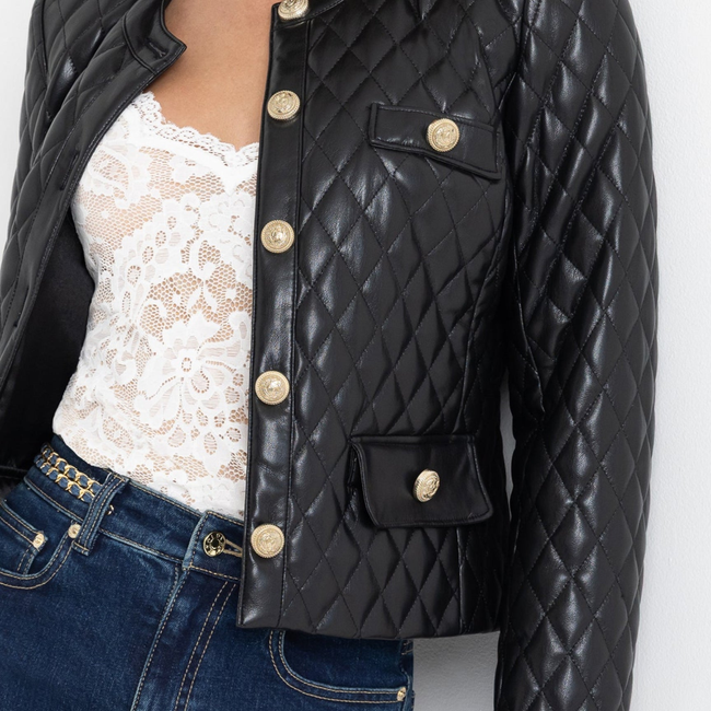 Brevel Quilted Vegan Leather Jacket-gallery-44646769361146