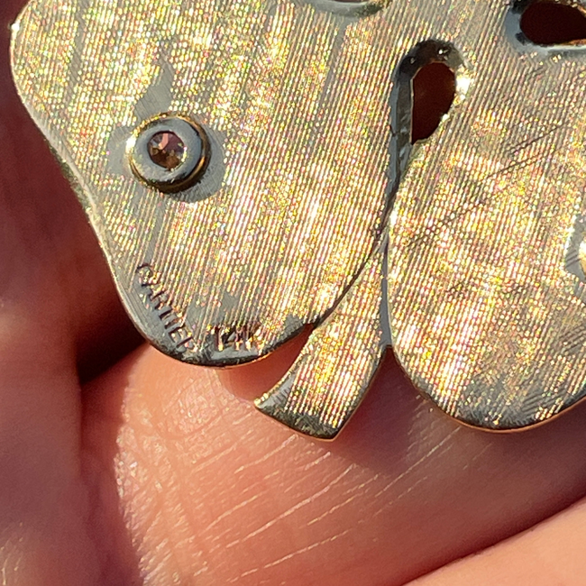 Vintage yellow 14K Cartier .25ctw star set diamond clover pendant-gallery-55319042392379