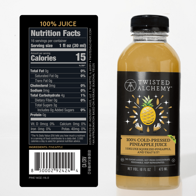 16oz 100% PINEAPPLE JUICE COLD PRESSED-gallery-61499721122159