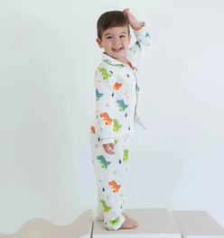 Dino Dreams Print - Cotton Pajamas for Toddlers & Kids (12M–4Y)
