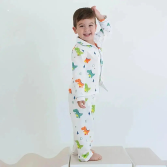 Dino Dreams Print - Cotton Pajamas for Toddlers & Kids (12M–4Y)
