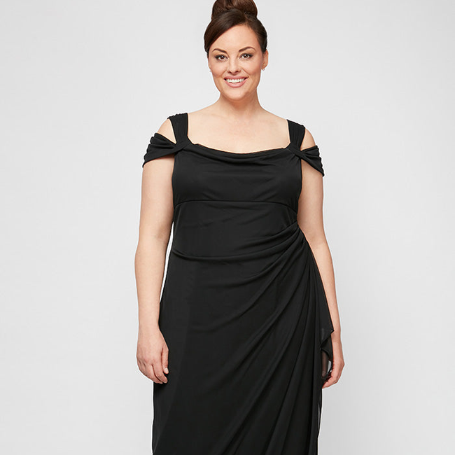 Plus Lindsay Cold Shoulder Mesh Gown-gallery-42505917268224