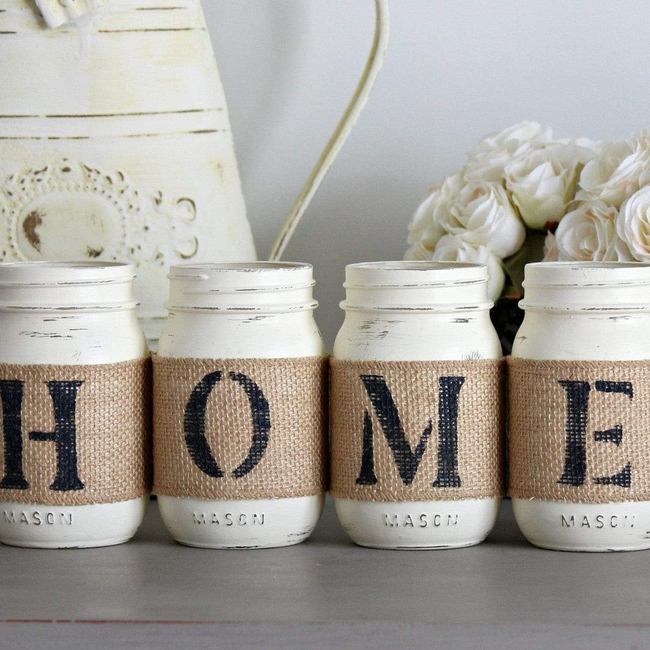 Mason Jar Set Home Decor | Farmhouse Table Centerpiece-gallery-23958585671