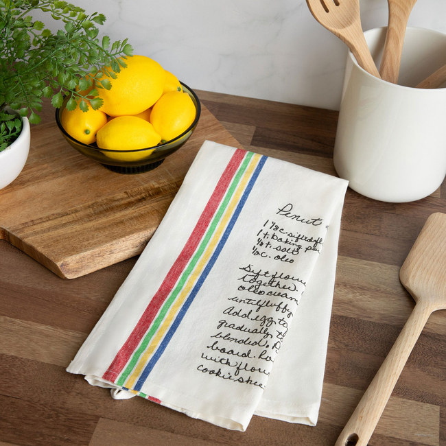 Multi Color Striped Custom Family Recipe Kitchen Towel-gallery-43684962042079