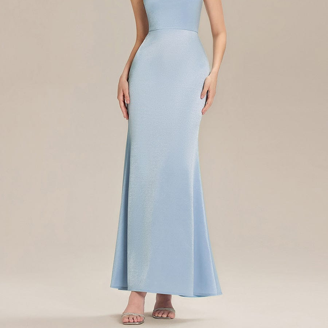 One Shoulder Knit Mermaid Evening Dress-gallery-33684103462986