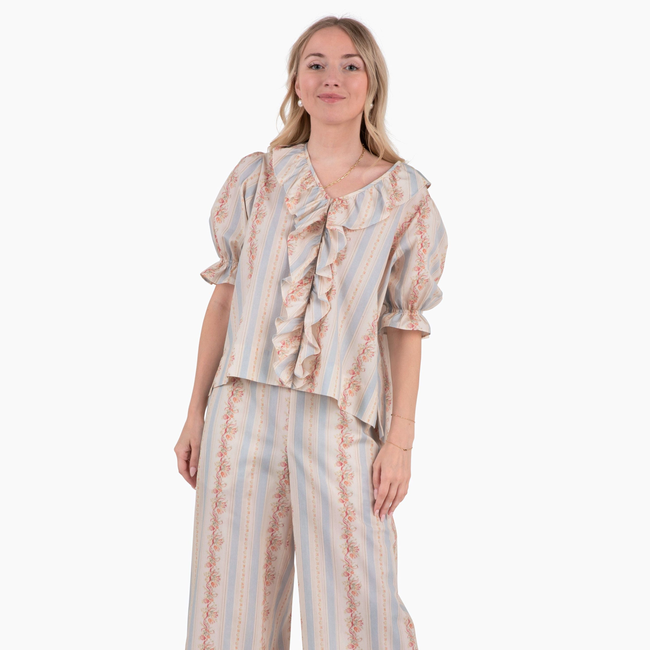 Lady Bird Ruffle Pant - Georgette Stripe-gallery-52321685995808